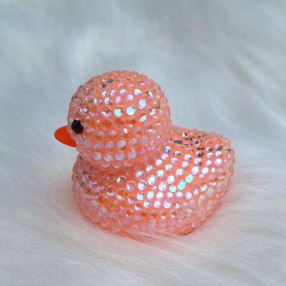 Peach Rubber Ducky, Bling Ducks, Bedazzled, Jeep Duck, Easter, Gift, Spring - Picture 2 of 8
